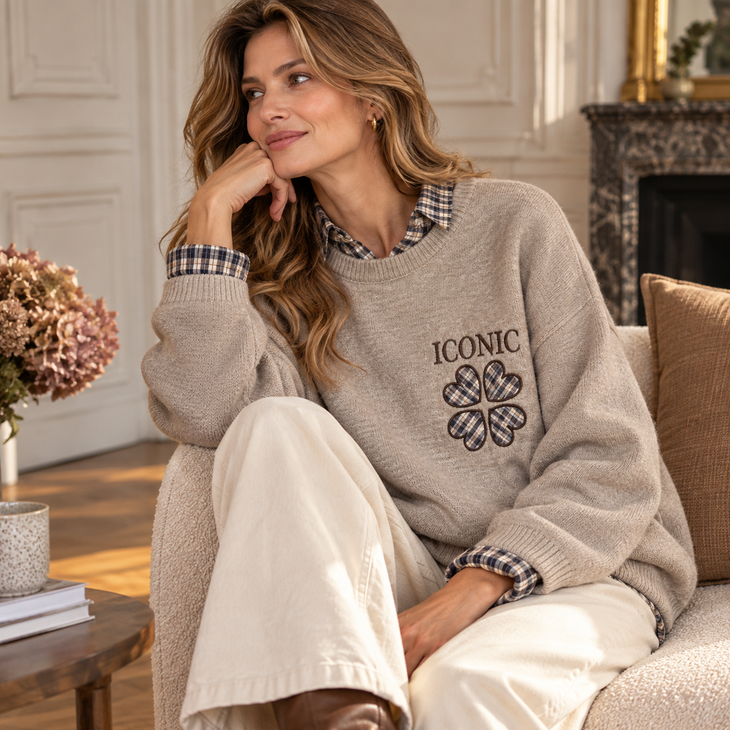 Pull ÉLISE – Maille & Carreaux