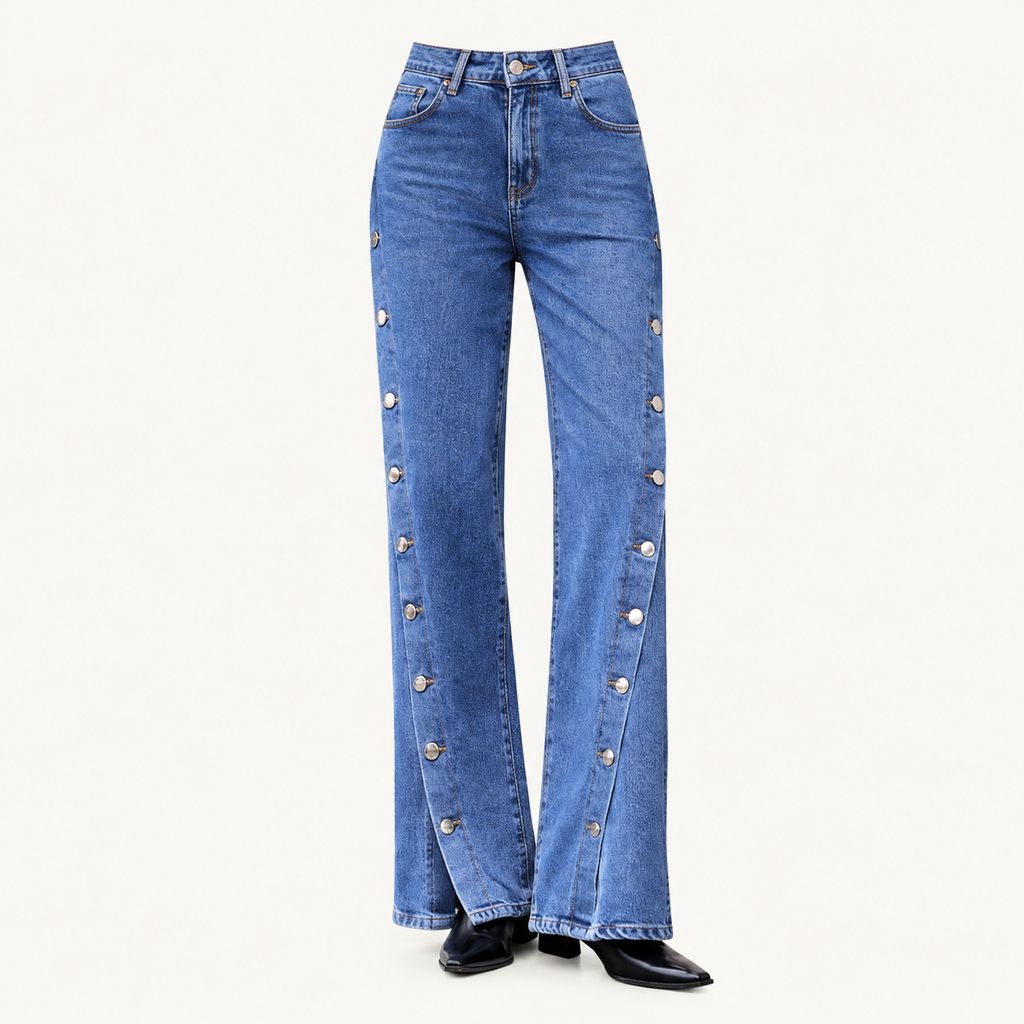 "JEAN NEOMIE" – Wide Leg à détails boutonnés
