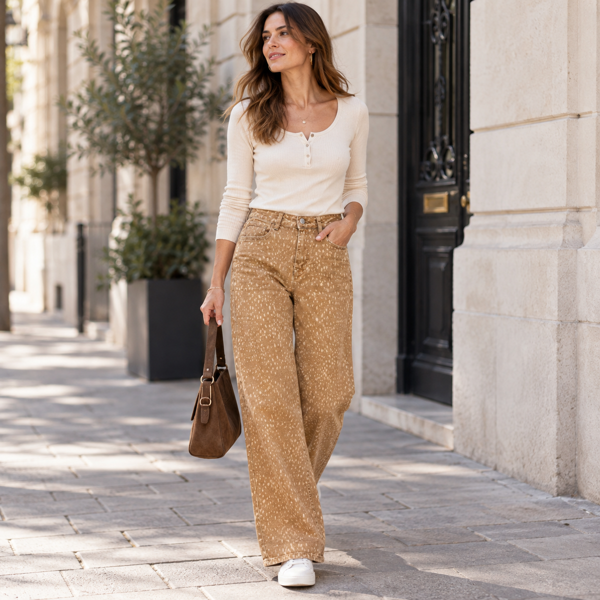 Pantalon "CAMILLE" – Imprimé subtil
