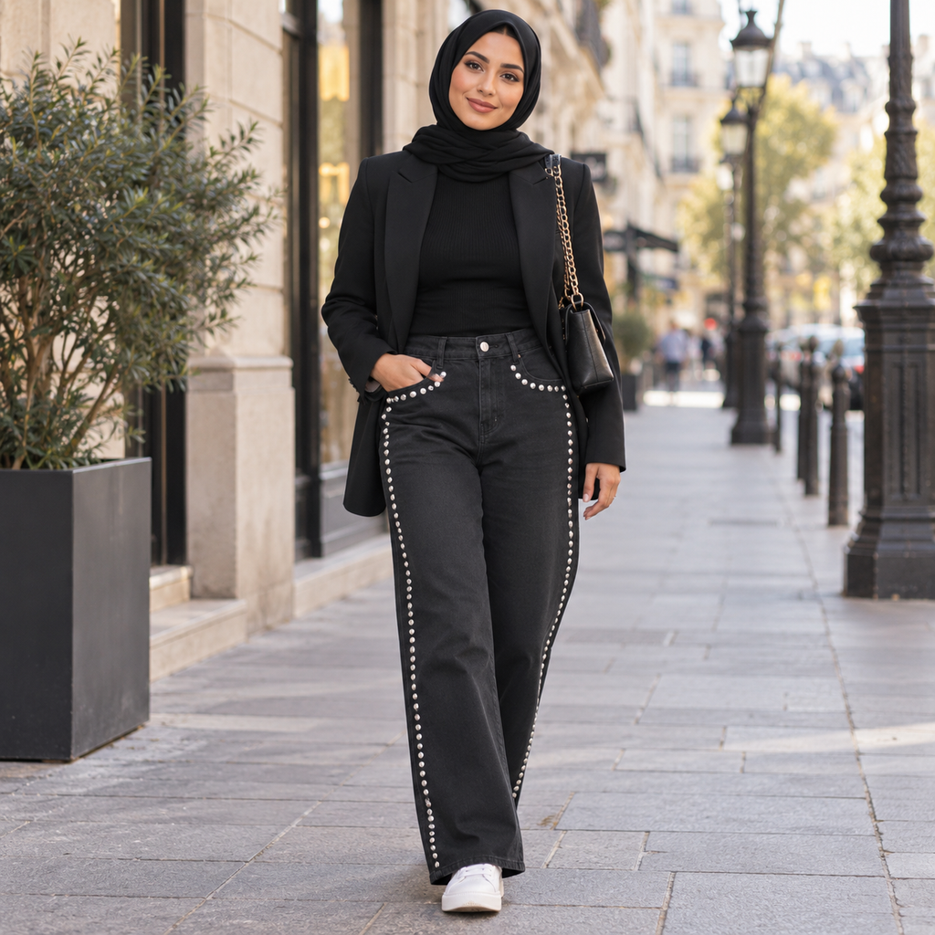 Pantalon "MAELLE" – Détails cloutés