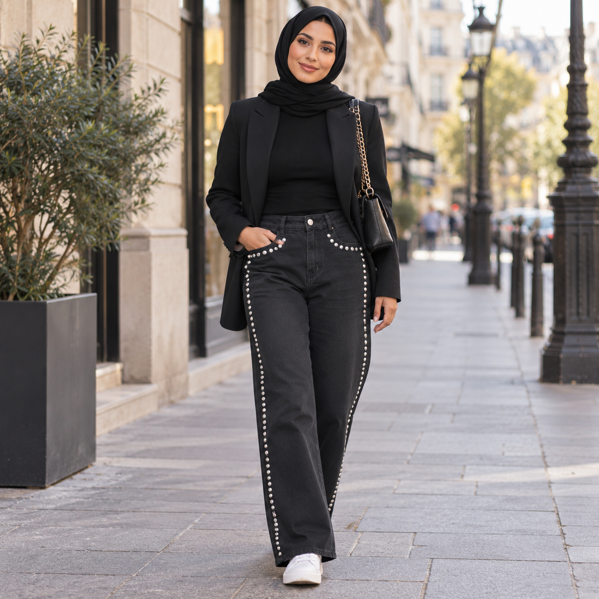 Pantalon "MAELLE" – Détails cloutés