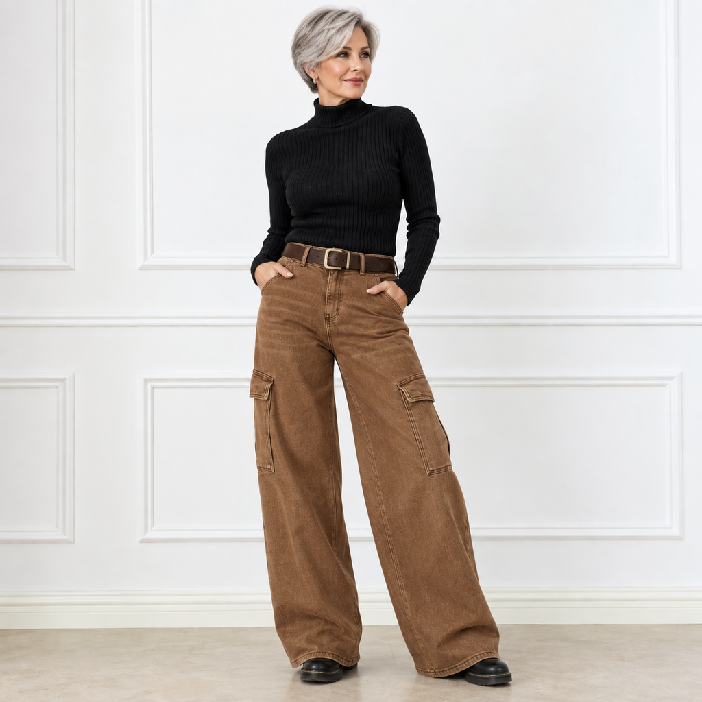 Jean Cargo Wide Leg "MAEVA" – Camel