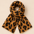 Écharpe Léopard "ALBA" – Camel & Noir