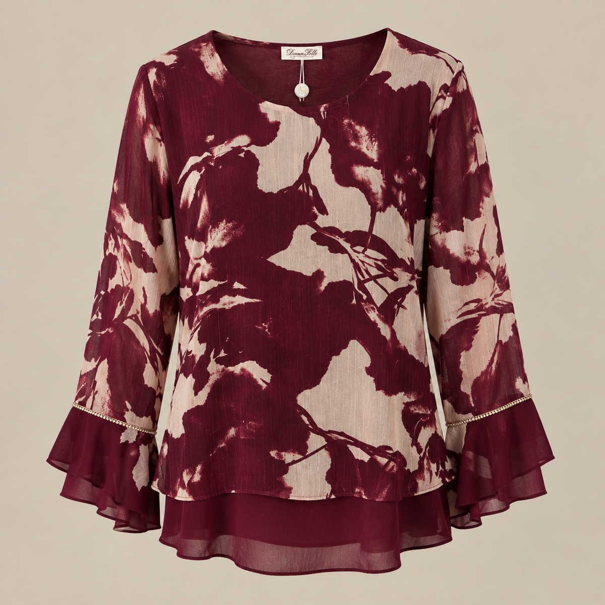 Blouse Reflets de Bordeaux – Imprimé Bordeaux & Noir