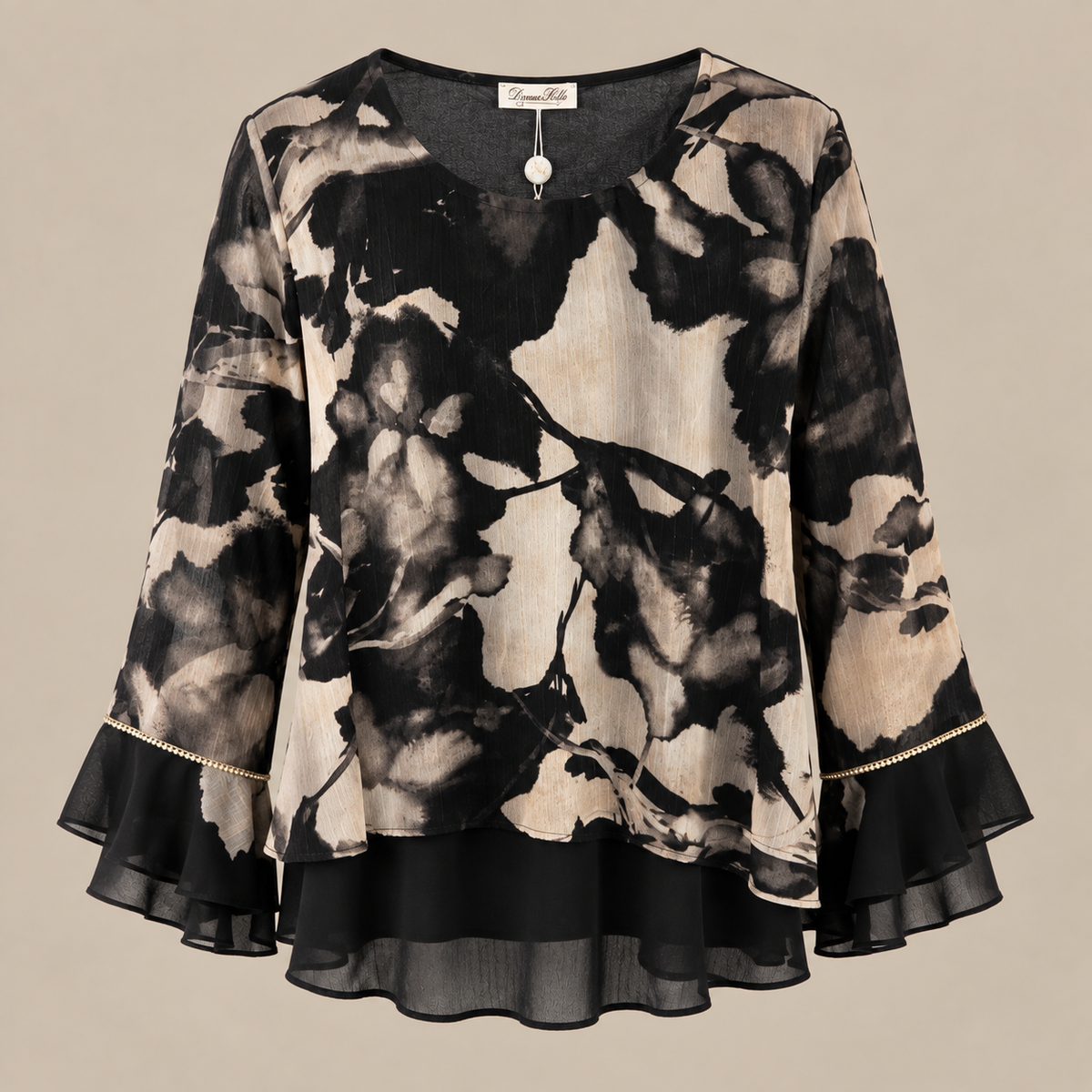 Blouse Reflets de Bordeaux – Imprimé Bordeaux & Noir