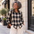 Chemise à carreaux Éloïse – Col contrasté