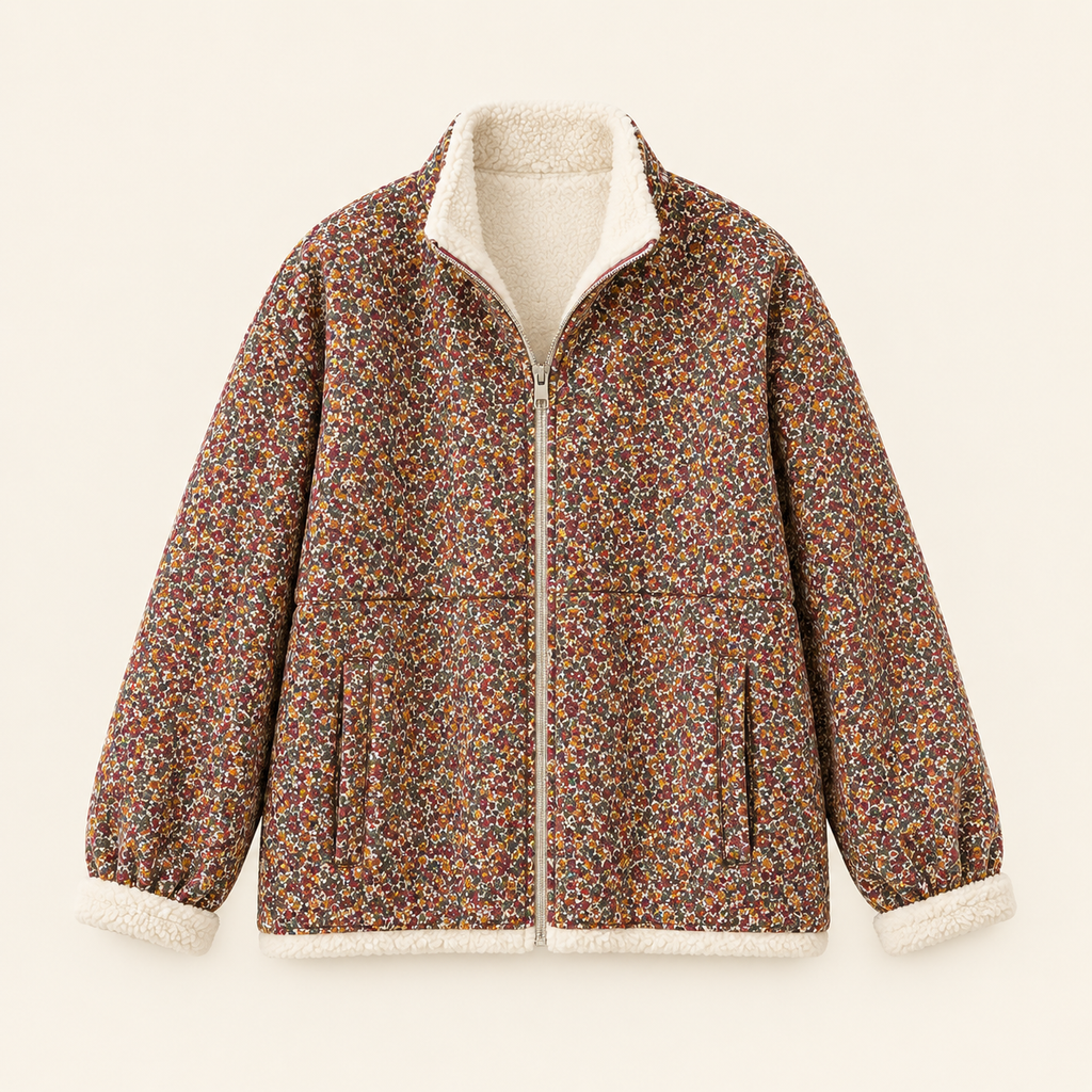 Veste réversible Romy – Sherpa et fleurs Liberty