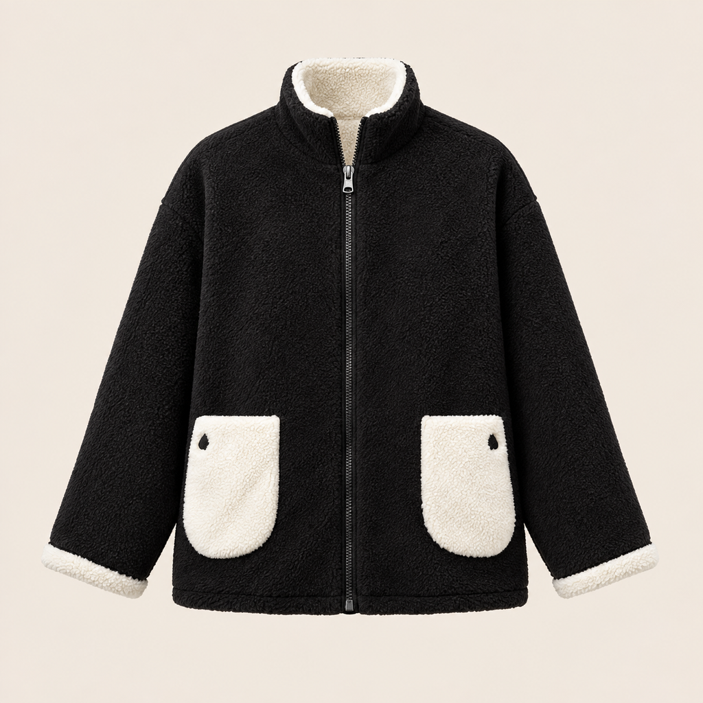 Veste réversible Valentine – Cœurs & sherpa