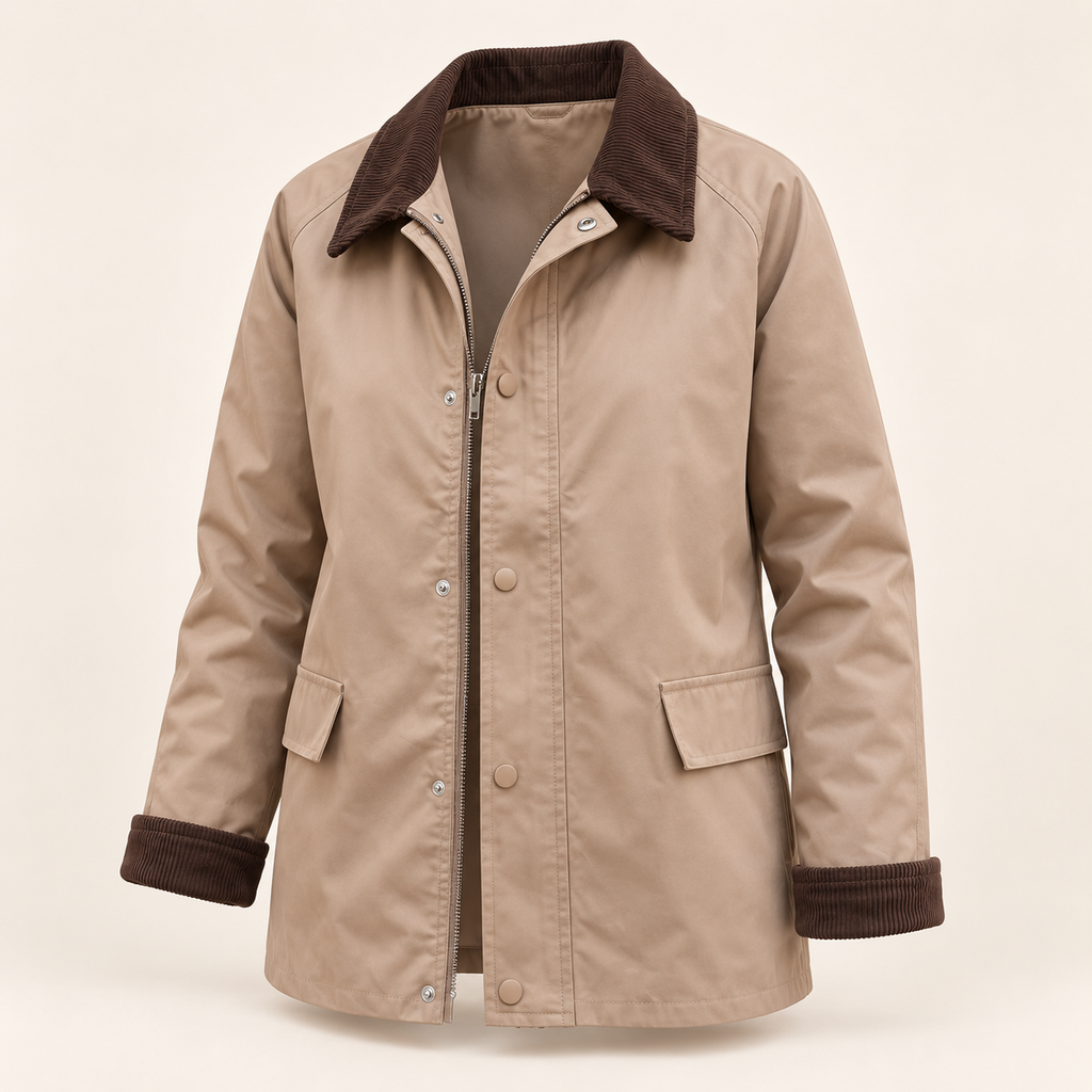 Veste Saharienne Agathe – Beige & Velours Côtelé