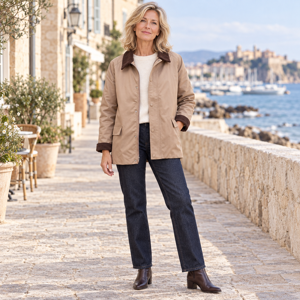Veste Saharienne Agathe – Beige & Velours Côtelé