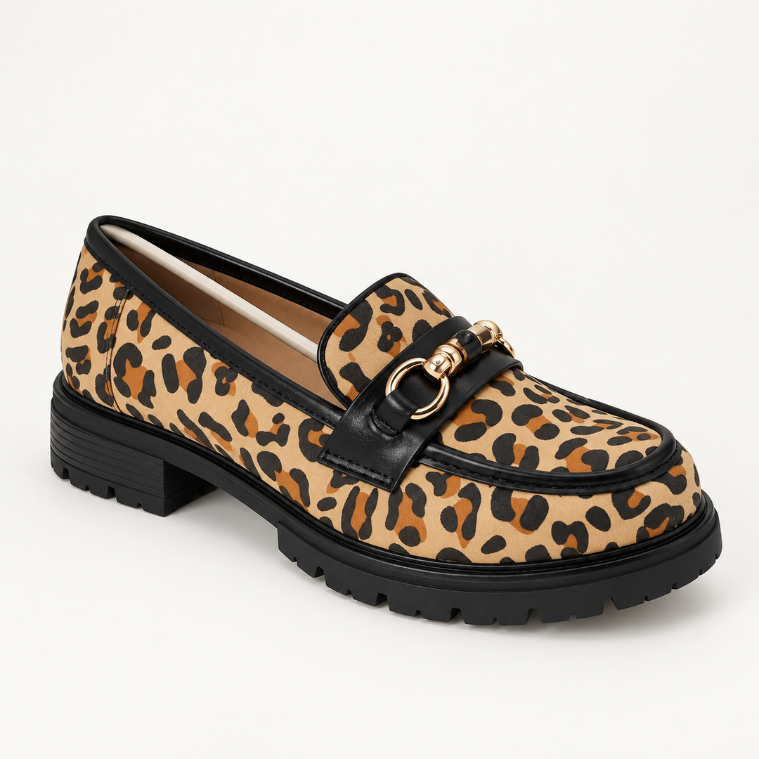Mocassins Léopard Maëlys – Semelle Crantée